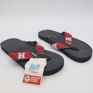 Toe Goz Sz 8 Harvard Maroon & Black Flip Flop Sandals NWT
